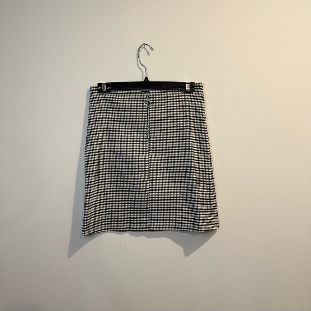 THT Fashion | women's plaid white short pencil skirt with zipper in front
